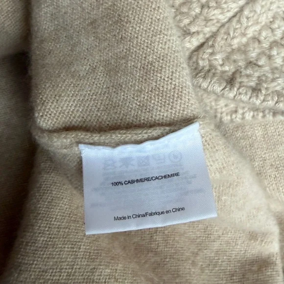 Tory Burch 100% Cashmere V Neck Sweater Beige Size M - Picture 9 of 14